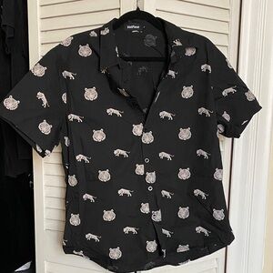 Hollister Black Shirt with Animal Print